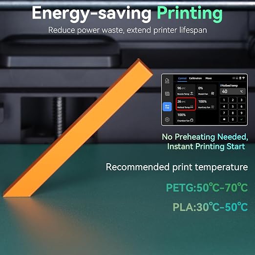 Energy-Saving Centauri Carbon/CC2 Cold Build Plate 260*271mm,Double Sided Glossy+Matte Low-Temperature Strong-Adhesion Platform Compatible with Elegoo Centauri Carbon/Centauri Carbon 2 3D Printer-1PCS