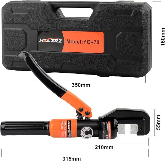 HZLZRZ Hydraulic Crimping Tool and Battery Cable Crimper Tool, Cable Cutter(2/0), Wire Crimping Tool Battery Range 12AWG-2/0AWG, 9 Pairs Of Dies For Electrical Terminal Wire Tool Kit