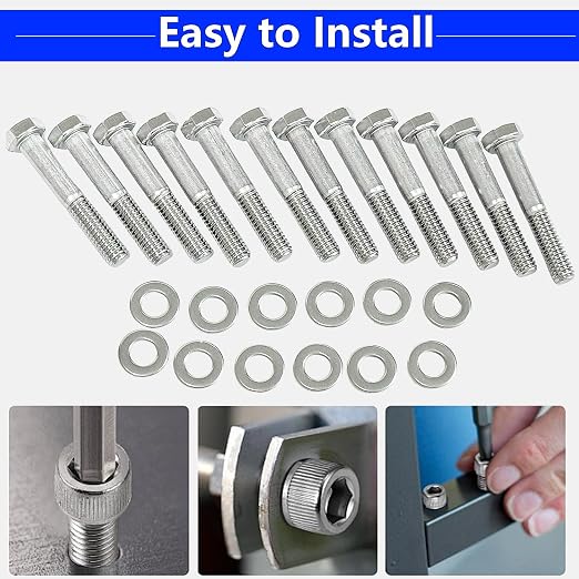Hex Bolt Kit for Ford 260 289 302 Carbureted Engine 1985 & Older | 228 Pcs Nuts & Bolts, 304 Stainless Steel, fits 260 289 302 Engines with a Passenger side water pump (Lower Radiator Hose)