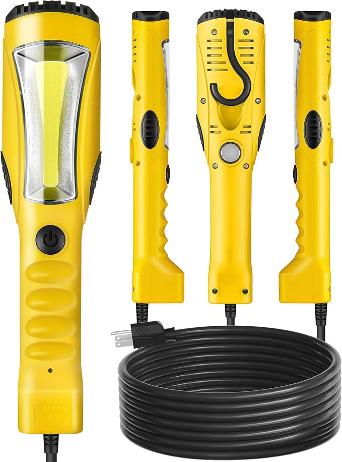 18W LED Work Light and 30 Ft Retractable Extension Cord Reel Bundle, for Garage, Workshop, Car Repair Scene, ETL Listed Y04WL06-J30CR06