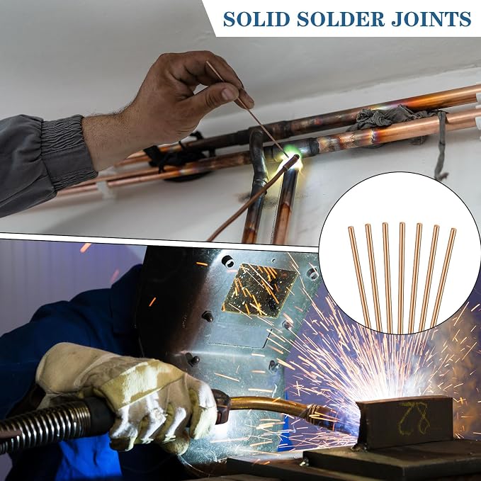 Tandefio 15% Silver Brazing Rods AWS BCuP-5 40 Sticks, Silver Solder Round Welding Rods 0.050"x1/8"x10" for Air Conditioning, Refrigerator, Cold Storage & HVAC Units, Phos Copper Brazing Alloys