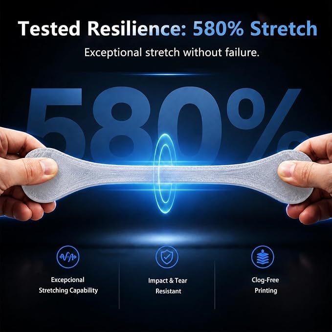 Siraya Tech Flex TPU Filament - 85A Shore, ISO 10993, High Flexibility & Toughness, High Flow & Speed, Easy to Print, Moisture-Resistant Aluminum Bag - Ideal for Footwear, Protective Gear (Clear, 1kg)