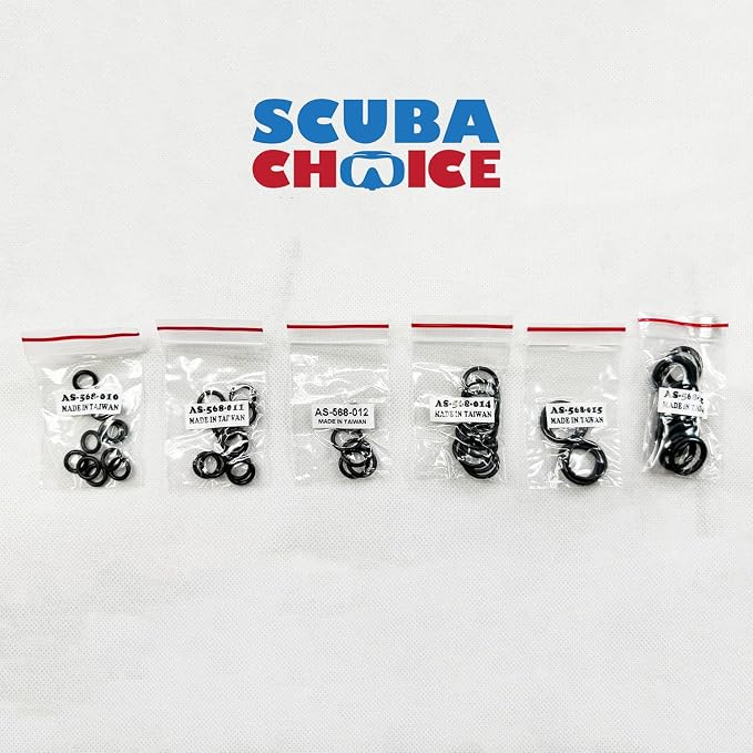 Scuba Choice Scuba Diving O-Ring Kit with Brass Pick - 200-Piece Set for Dive Gear Maintenance, Durable Black O-Rings, Compact and Reliable Tool for Divers