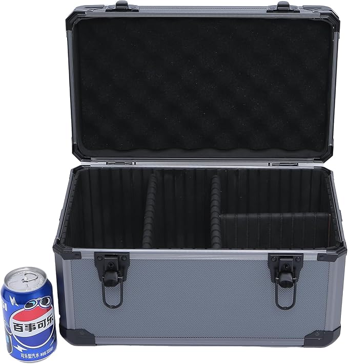 14in Reinforced Aluminum Hard Case with DIY Customizable Interior Dividers (14 x 7.9 x 7.3in Interior)