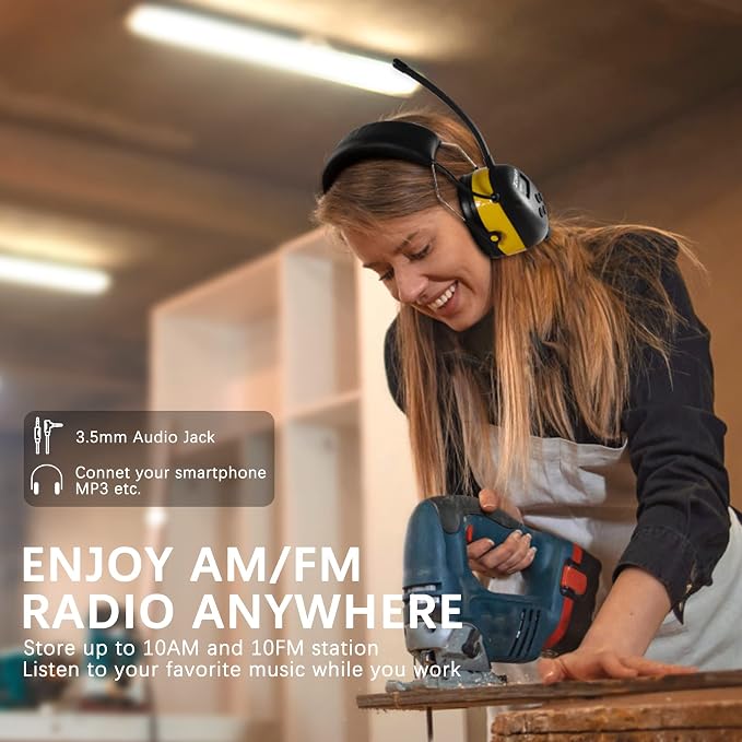 ZOHAN AM/FM Radio Headphone with Digital Display,Ear Protection Noise Reduction Earmuffs,Comfortable Hearing Protector