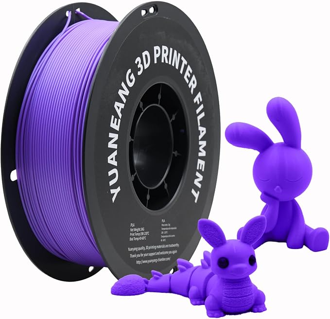 3D Printer Filament 1.75mm, PLA 1kg Spool, ±0.03mm Dimensional Accuracy, Low-Warp & Easy Printing, Ideal for Prototypes, Models,Purple
