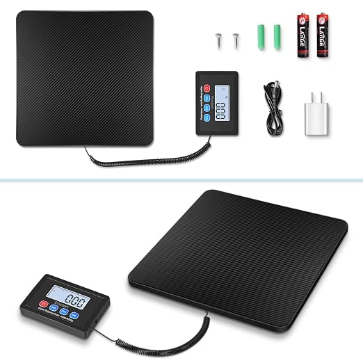 Fuzion Shipping Scale, 440LB x 10g High Accuracy Postal Scale, Hold & Tare | Carbon Fiber Platform, Digital Shipping Postal Scale for Packages, Luggage, Mailing, Postage, Battery & AC Adapter Included
