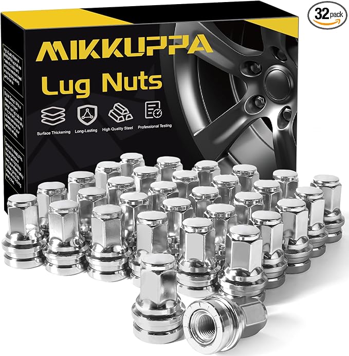MIKKUPPA 32PCS M14x1.5 Lug Nuts - Replacement for 2017-2025 Ford F250 F-250 F-350 F350 OEM Wheel, 13/16" 21mm Hex Chrome One-Piece Design Factory Closed End Tire Nuts HCPZ-1012-B, HCPZ-1012-A