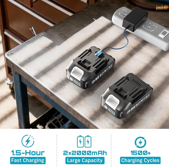 Cordless Electric Ratchet Wrench 3/8", 6" Extended Neck, 3-Speed Adjustable, 74 Ft-lbs Max Torque, 21V Power Brushless Ratchet with 2×2.0Ah Batteries & Fast Charger, 8 Sockets, 1/4"& 1/2" Adapter