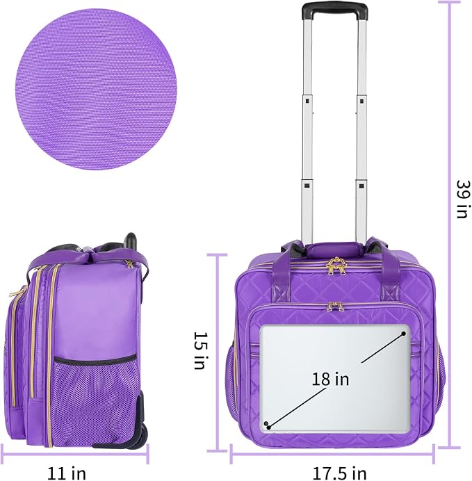 Ytonet Rolling Briefcase for Women, Extra Large Rolling Laptop Bag Fits 18 Inch Laptop, Computer Bag with wheels for Work Travel College Business Overnight Wife Mom Teacher, Purple