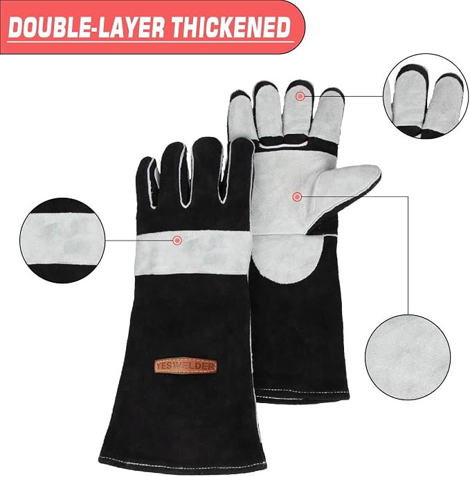 YESWELDER 25 LB & 50LB Welding Magnet-4 Pieces of Magnetic Welding Holder 25 LBS /50 LBs Holding Power & Leather Forge MIG Welding Gloves, with Kevlar Stitching Heat/Fire Resistant