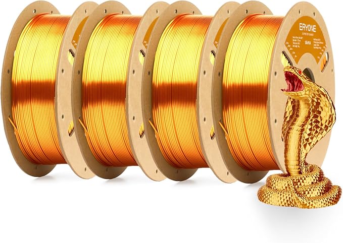 ERYONE Silk PLA Filament for 3D Printer 1.75mm +/- 0.03mm, 4KG Cardboard Spool, Silk Liquid Gold