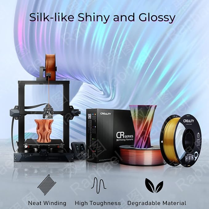 Creality Silk PLA 3D Printer Filament, Silk Shiny Metallic PLA Filament 1.75mm, Clog-Free Metallic Texture, +/-0.02mm, 3D Printing Filament 1KG/2.2lb (Red Copper)