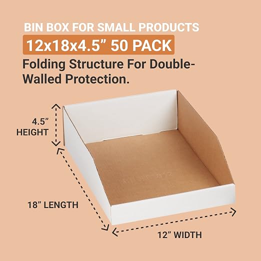 AVIDITI Shipping Boxes Medium 12"L x 18"W x 4.5"H, 50-Pack, Corrugated Cardboard Box for Packing, Shipping and Storage
