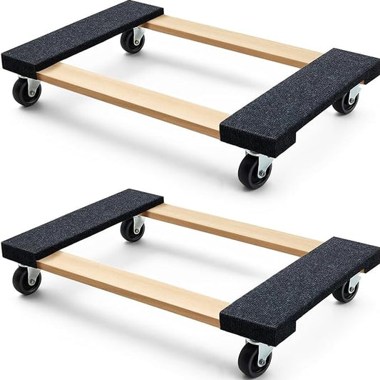 Simpli-Magic 79545 30 in. x 18 in. Hardwood Furniture Moving Dolly 1,320 lbs. Capacity – 4 Swivel Wheels Heavy-Duty Furniture Dollies, 2 Pack