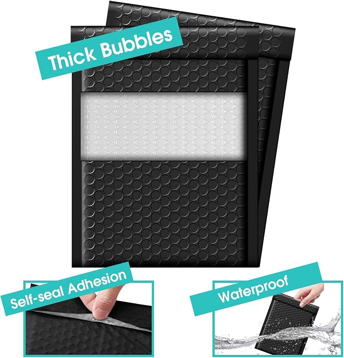 Fuxury Black Bubble Mailers 6x10" Padded Envelopes 1000Pack Strong Adhesion Thick Padded Mailers for Small Business Mailing Small Items,Jewelry,Makeup