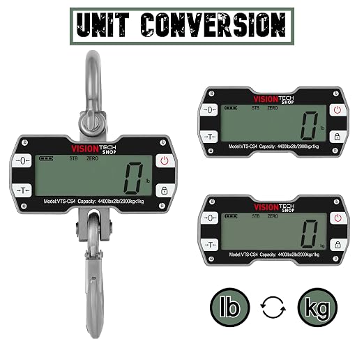 VisionTechShop Digital Crane Scale, VTS-CS4 4400lb/2000kg Heavy Duty Compact Hanging Industrial Scale with Remote Control, Large LCD Display, Backlight for Farm, Factory, Construction