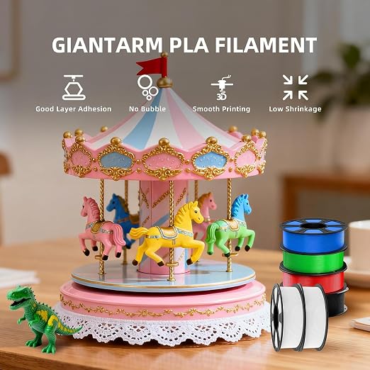 GIANTARM Clear PLA Filament, 1.75mm Transparent PLA 1kg Spool (2.2lbs), 3D Printer Filament with Vacuum Packaging