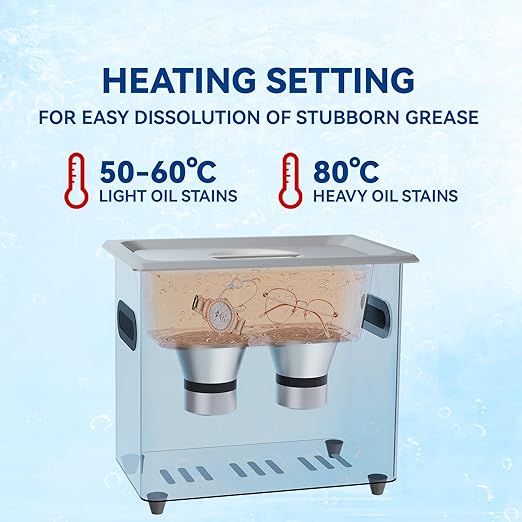 3L Ultrasonic Cleaner with Heater and Digital Timer, 40kHz 120W Professional Ultrasonic Jewelry Cleaning Machine, Stainless Steel Sonic Cleaner for Watches, Glasses, Retainers, Coins and Small Parts