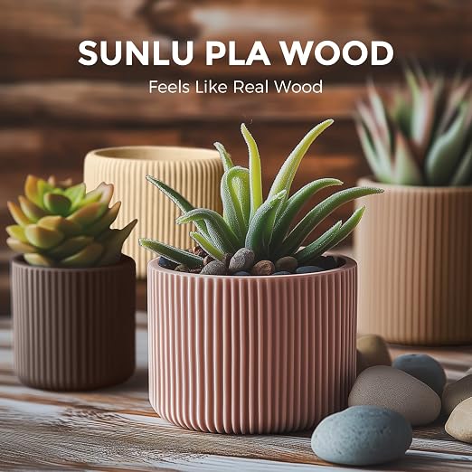 250g Real Wood Fiber PLA Filament 1.75mm Bundle,3D Printer Filament Bundle, Natural Matte Texture, Reduced Clogging, Easy to Print, 250g Spool, 4 Rolls, Walnut, Logs, Cherry, Maple