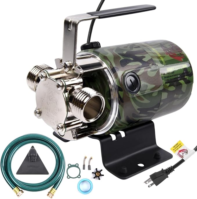 TIGEROAR Water Transfer Pump 115V Water Pump 330 GPH Utility Portable Electric with 6 ft. Suction Hose 0.1HP Rain Barrel Pump for Transferring from Ponds, Pools, Aquariums, Hot Tubs