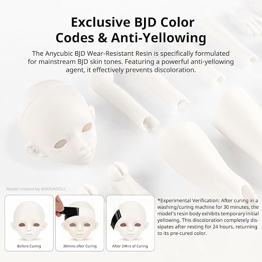 ANYCUBIC BJD Wear-Resistant 3D Printer Resin, Anti-Impact Flexible Joint 3D Resin for Ball-Jointed Dolls, Ideal Skin Tone for Action Figures & Dolls, Storm Gray, 1kg