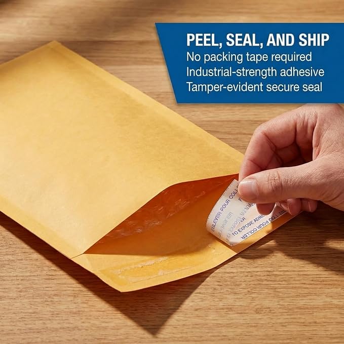 BOX USA 7 1/4 x 12" Kraft Bubble Mailers (100-Pack) - Brown Padded Envelopes, Self-Seal Shipping Bags for Business, Heavy Duty Cushioned Mailing Envelopes for Packaging and Shipping