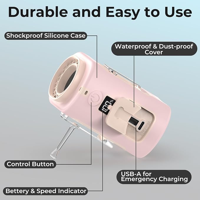 AMACOOL Mini Portable Waist Fan Clip on, Birthday Gifts for Mother Mom Her Girl, 13000RPM Rapid-Cooling Personal Neck Fans, Wearable Shirt Belt Fan for Women Men Outdoor Work Jobsite Travel Camping