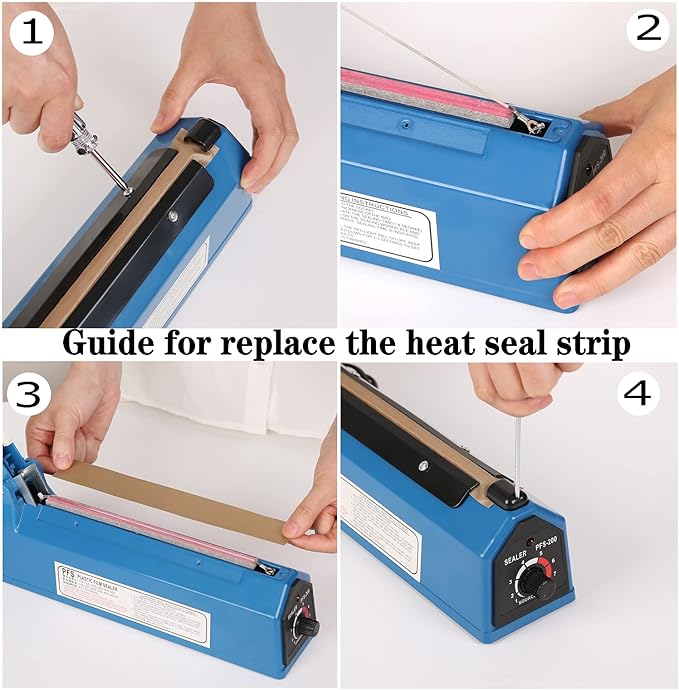 Impulse Heat Sealer Machine Manual Bags, 12 Inch, for Sealing Plastic/PE PP Bags with Extra Replace Element Grip