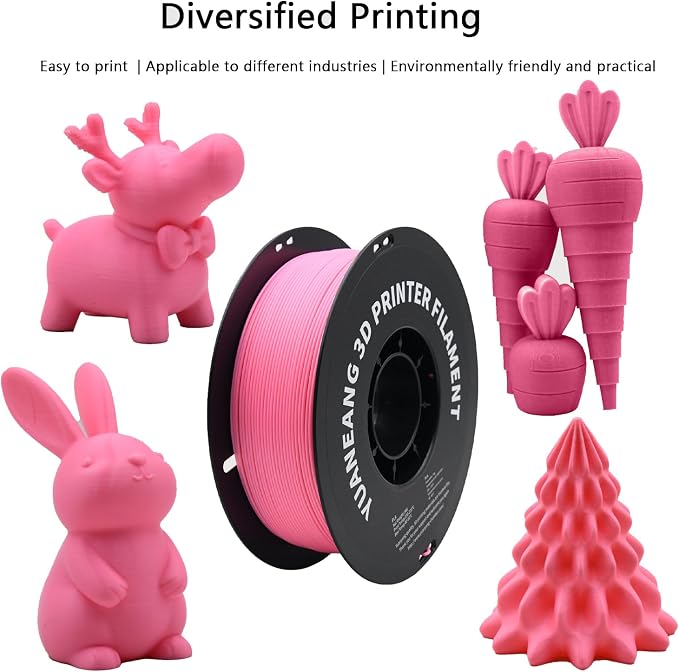 Pink PLA 3D Printer Filament 1.75mm, 1kg Spool, ±0.03mm Precision, Low-Warp & Easy Printing, Ideal for Models, Crafts, Prototypes, Decorations & Nature-Themed Prints