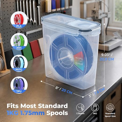 YOOPAI Filament Storage Box - 5 Pack Filament Container for 3D Printing Sealing and Protection - Portable Storage Box with Desiccants&Label for Home&Office,Water-Proof and Dust-Proof 4.0L(9.03*8*3)