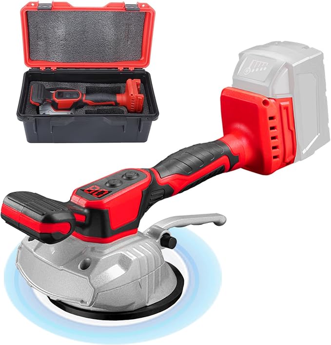 Tile Vibration Tool for Mil-wauke 18V Battery, Handheld Tile Tools Max 25000r/Min, 150W Tile Suction Cup Tool with 8 Speed, Suction Cup, Digital Display for Floor Tile Wall