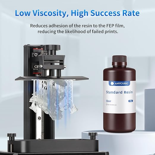ANYCUBIC 3D Printer Resin, 405nm SLA UV-Curing Resin with High Precision and Quick Curing & Excellent Fluidity for LCD 3D Printing (Clear, 1kg)