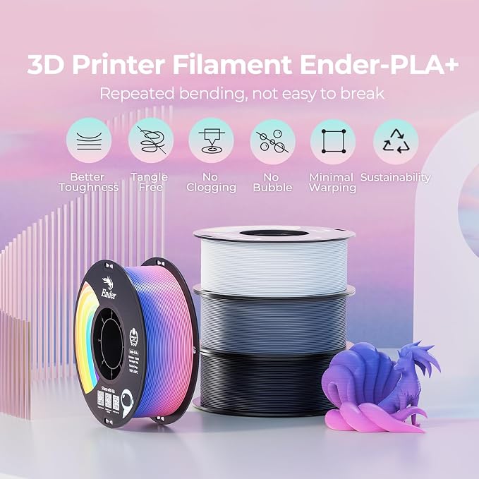 Creality 3D Printer Filament 1.75mm, Ender PLA+ Filament Strong Toughness No-Tangling Vacuum Packaging 3D Printing Filament Fit Most 3D Printers, 1kg Spool, Accuracy +/- 0.02mm, Beige