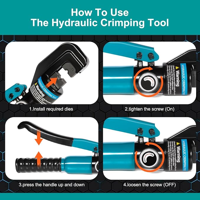 Brileine Hydraulic Crimping Tool Only 12 AWG to 2/0 AWG without Dies for Battery Cable Wire Lug Terminal Copper Aluminum