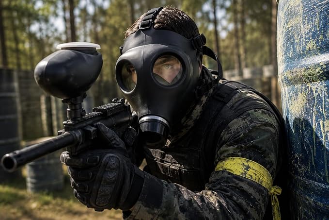 Full Face Mask with Included 40mm Premium Filter | Anti-Fog Wide View Lens | Adjustable Head Harness | Paintball, Airsoft, Cosplay, Training & Simulation