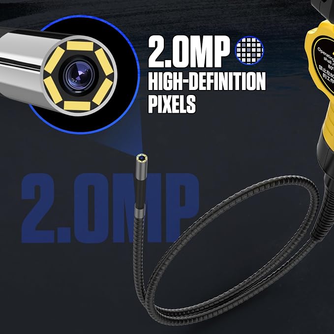 AUTOOL Two-Way 210° Endoscope Camera with Light, 0.21inch Borescope Inspection Camera, 5-inch 1080P Articulating Borescope with LED Light 3FT Flexible Cable, 32GB SD Card