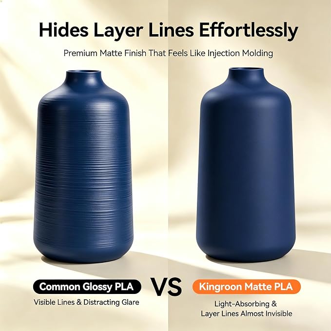 Kingroon Matte PLA Filament 1.75mm 3D Printer Filament Matte Filament 1kg Dimensional Accuracy +/- 0.02 mm (Matte Blue)