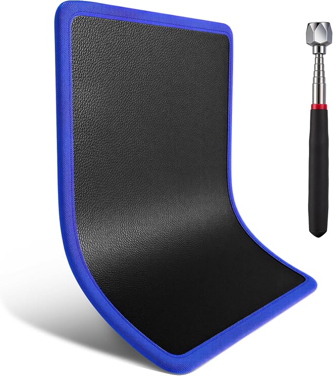 Flexible Magnetic Tool Mat, 12.8" x9.5" Non-Slip Magnetic Tool Organizer & &Telescoping Magnetic Tool, Magnetic Tool Mat for Mechanics, Garage, Workshop & Auto Repair(Blue)