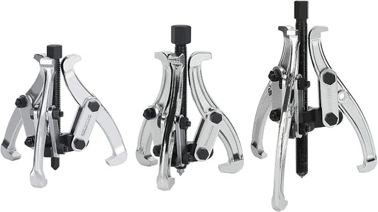 DURATECH 3-Piece 3-Jaw Gear Puller, 3", 4", 6", Removal Tool for Gears, Pulleys, Bearings, and Flywheels, Fully Assembled, CR-V Steel
