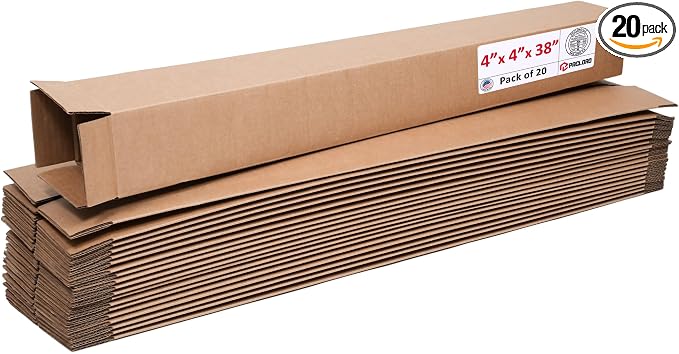 Tall Cardboard Boxes 4"L x 4"W x 38"H (Pack of 20) - USA-Made Packing Boxes for Moving, Shipping, or Storage - USPS, UPS, FedEx Approved - Professional Packing Supplies for Moving | USA-Made Packing Boxes for Moving, Shipping, or Storage - USPS, UPS, F...