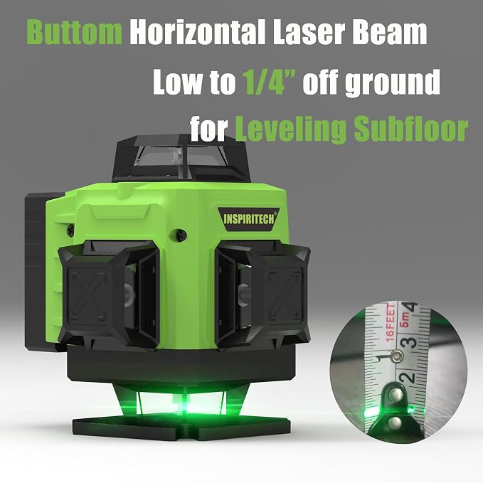 Laser Level 360 Self Leveling for Tiling Floor Wall Ceiling Construction, 4x360 Horizontal Vertical Cross Line Multi Surface Lazer Alignment, 4D Green Beam Laser Level for Picture Hanging