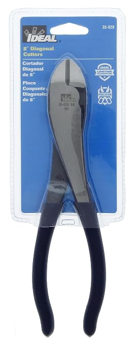 IDEAL INDUSTRIES INC. 35-028 Diagonal-Cutting Plier - 8 in., Pliers with Knife-to-Knife Blades, Dipped Grip Handles