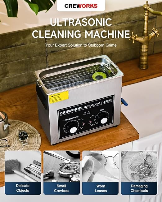 6L Ultrasonic Cleaner with Heater and Timer & 34 fl oz Ultrasonic Cleaning Solution 1:10 Dilution