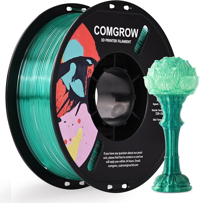 Comgrow PETG 3D Printer Filament 1.75mm, High Precision and Tough 3D Printer Filament 1kg (2.2LBS), Dimensional Accuracy +/- 0.02 mm, Fit Most 3D Printers Gradient Green White