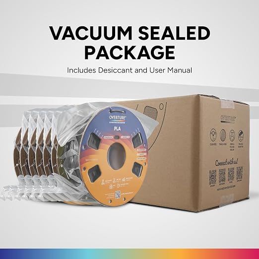 OVERTURE 6KG Bundle High Speed PLA Filament 1.75mm, Neatly Wound 3D Printer Filament 6 Pack 1kg Spool (2.2lbs) Rapid PLA, Fit Most FDM 3D Printers (6 Color P1)