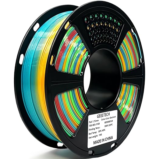 Geeetech Rainbow PLA Filament 1.75mm, 3D Printer Multicolor Filament, Color Changing Filament 1kg (2.2lbs) 1 Spool, Dimensional Accuracy +/- 0.02 mm