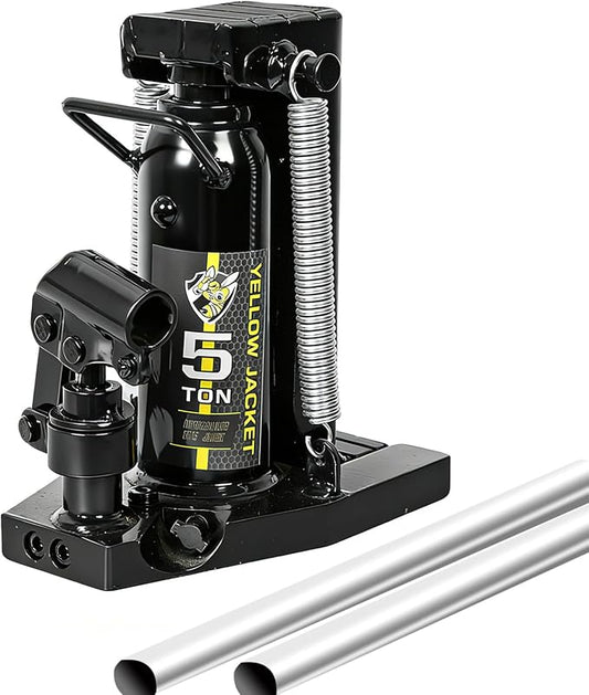 YELLOW JACKET Toe Jack, 5 Ton Saddle/2.5 Ton Claw 2-in-1 Low Profile Lift Jack, Heavy Duty Hydraulic Claw Jack for Automotive, Machinery, Construction, Farm, Garage