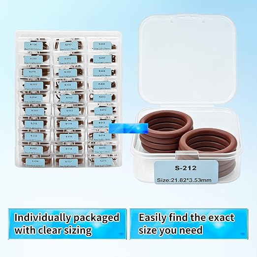 398PCS Viton O Rings for Car Repair, 30Sizes AS568 Viton O-Ring Kit, SAE FKM O Ring Seals for Auto Fuel,Hydraulic,A/C and Oil-line System, High Temperture Resistance Fluorocarbon Sealings