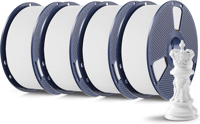 SUNLU High Speed Matte PLA 3D Printer Filament 4KG, Matte White*4 | Up to 600mm/s Fast, Smooth PLA Matte Filament, Fits Most FDM 3D Printers, 1KG Reusable Spool 4 Packs